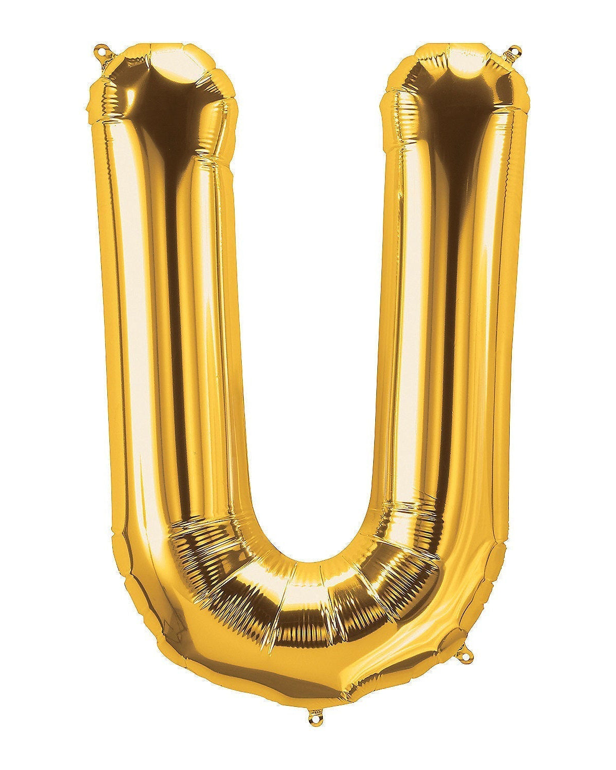 Gold letter 'U' balloon on a white background