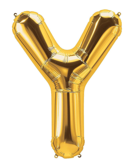 Gold letter 'Y' balloon on a white background